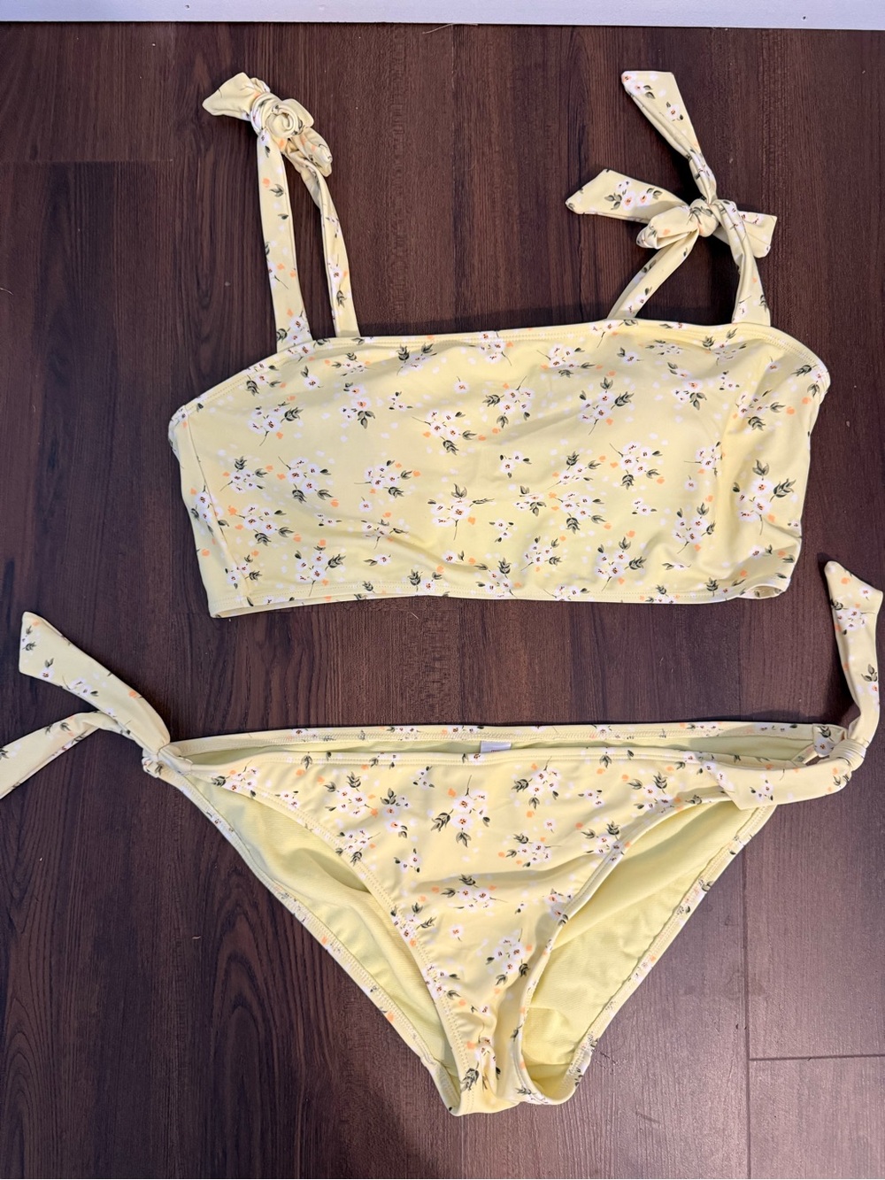 No Boundaries Yellow Floral Tie-Shoulder and tie bottoms Bikini - Women Swim